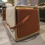 Luxury Monogram Upholstered Storage Footstool with Strap Detail